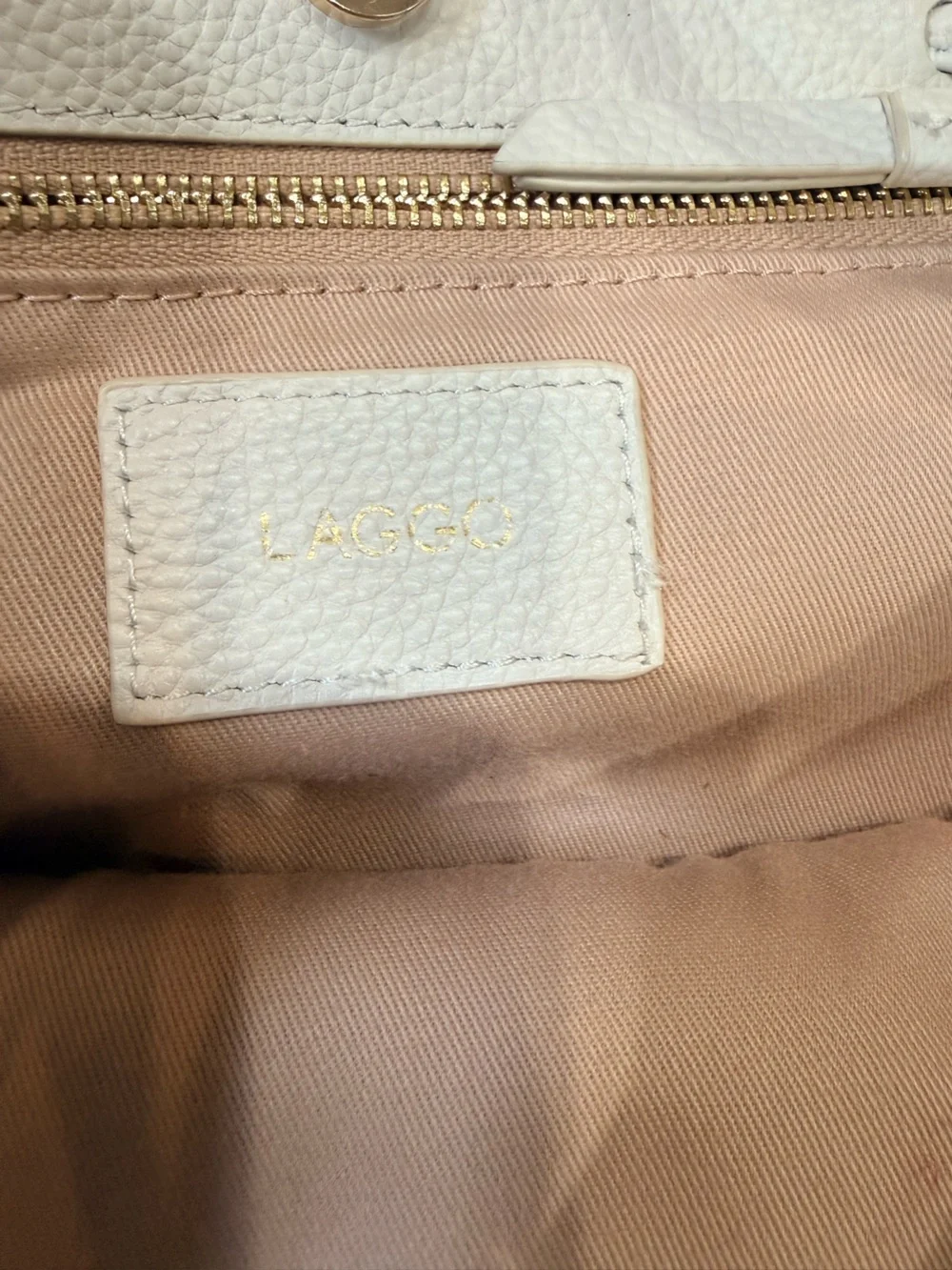 Laggo Andrea Hobo Shoulder Bag Creamy White Pebbled Leather